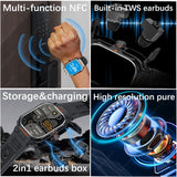 2024 New Smart Watch TWS Headset Two In One Wireless Bluetooth Dual Earbuds Call Health Monitor Sport Music Earphone Smartwatch