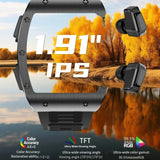 2024 New Smart Watch Men TWS Earphone 1.91 inch IPS 2 IN 1 Local Music Player Wireless Headset Bluetooth Call Earbuds Smartwatch