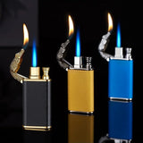 Cool Faucet Double Fire Lighter Jet Flame Open Flame Windproof Butane Gas Crocodile Lighter Men's Gift Small Toy Cigarette Tool