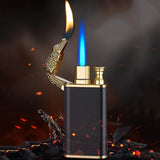 Cool Faucet Double Fire Lighter Jet Flame Open Flame Windproof Butane Gas Crocodile Lighter Men's Gift Small Toy Cigarette Tool