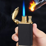 Cool Faucet Double Fire Lighter Jet Flame Open Flame Windproof Butane Gas Crocodile Lighter Men's Gift Small Toy Cigarette Tool